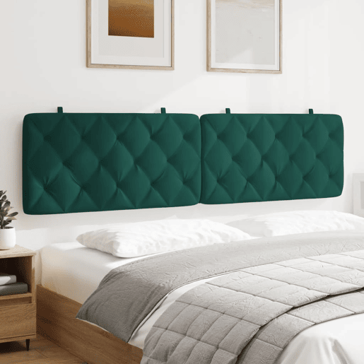 Almofadão de Cabeceira - Cabeceira de cama 200 cm veludo verde-escuro