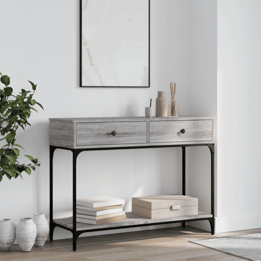Mesa Consola - Mesa De Entrada 100x34,5x75cm derivados de madeira cinzento sonoma