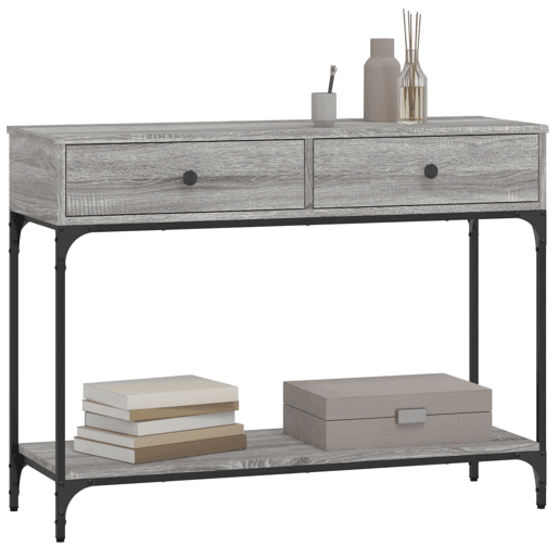 Mesa Consola - Mesa De Entrada 100x34,5x75cm derivados de madeira cinzento sonoma