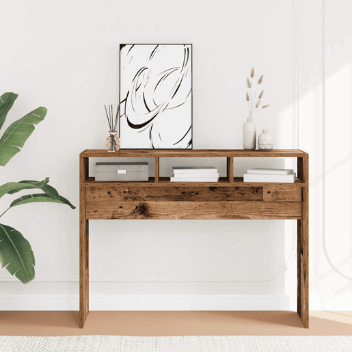 Mesa Consola - Mesa De Entrada madeira antiga 105x30x80 cm madeira trabalhada
