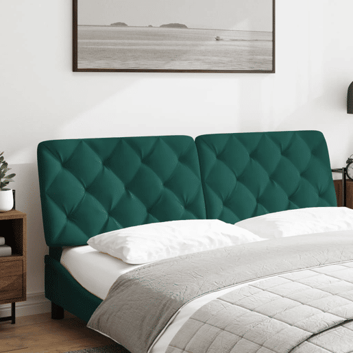 Almofadão de Cabeceira - Cabeceira de cama 160 cm veludo verde-escuro