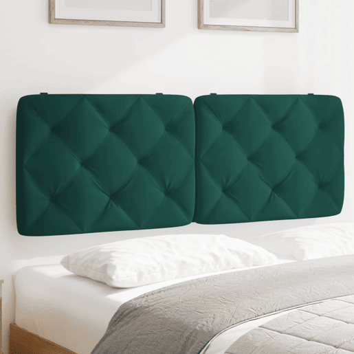 Almofadão de Cabeceira - Cabeceira de cama 140 cm veludo verde-escuro