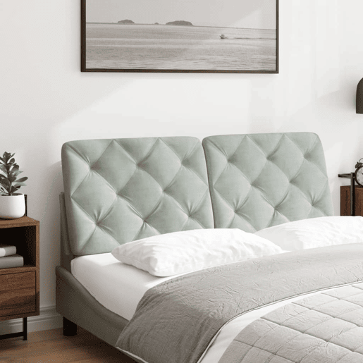 Almofadão de Cabeceira - Cabeceira de cama 120 cm veludo cinzento-claro