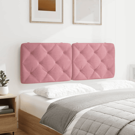 Almofadão de Cabeceira - Cabeceira de cama 140 cm veludo rosa