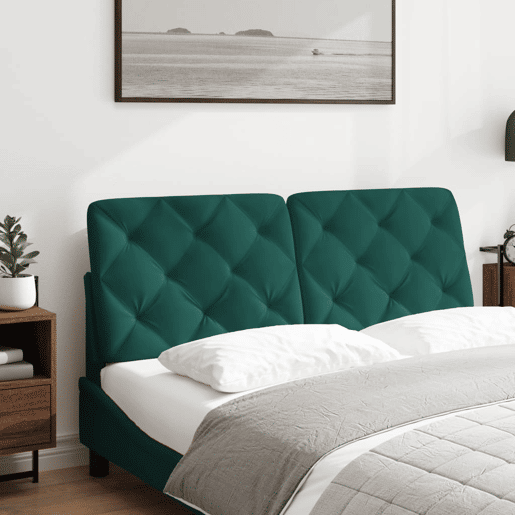 Almofadão de Cabeceira - Cabeceira de cama 120 cm veludo verde-escuro