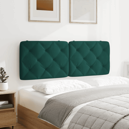Almofadão de Cabeceira - Cabeceira de cama 120 cm veludo verde-escuro