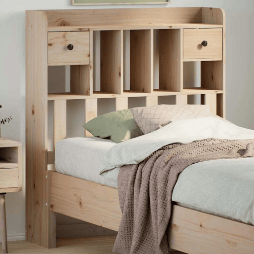 Cabeceira - Cabeceira de cama com arrumação 100 cm madeira de pinho maciça