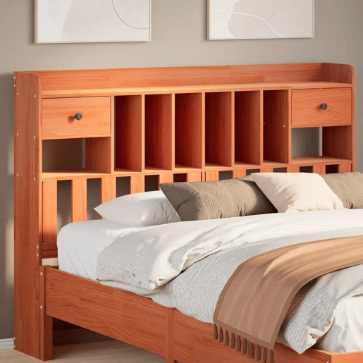 Cabeceira - Cabeceira de cama com arrumação 160 cm pinho maciço castanho-mel