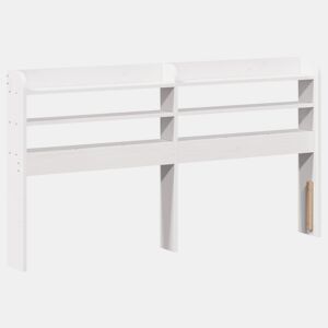 Cabeceira - Cabeceira de cama com prateleiras 150 cm madeira de pinho maciça branco