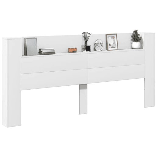 Armário de Cabeceira - Cabeceira de cama com luzes LED 220x16,5x103,5 cm branco