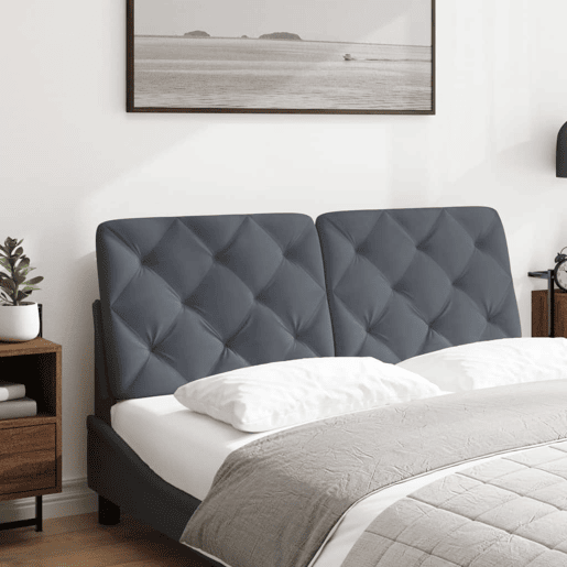 Almofadão de Cabeceira - Cabeceira de cama 120 cm veludo cinzento-escuro