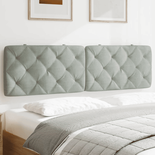 Almofadão de Cabeceira - Cabeceira de cama 180 cm veludo cinzento-claro