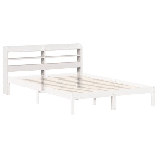 Cabeceira - Cabeceira de cama com prateleiras 140 cm madeira de pinho maciça branco