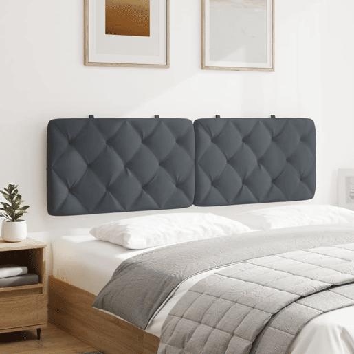 Almofadão de Cabeceira - Cabeceira de cama 160 cm veludo cinzento-escuro