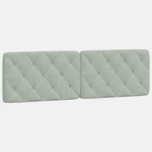 Almofadão de Cabeceira - Cabeceira de cama 160 cm veludo cinzento-claro
