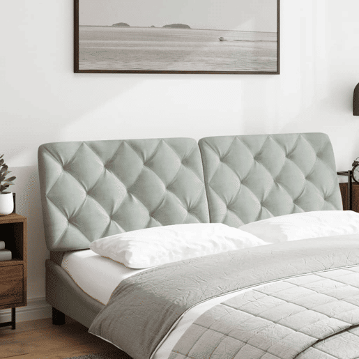 Almofadão de Cabeceira - Cabeceira de cama 160 cm veludo cinzento-claro