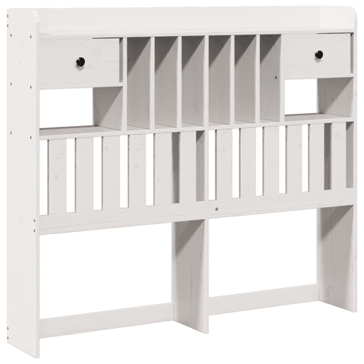 Cabeceira - Cabeceira de cama com arrumação 135 cm madeira de pinho maciça branco