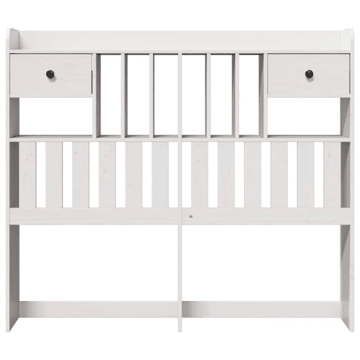 Cabeceira - Cabeceira de cama com arrumação 135 cm madeira de pinho maciça branco