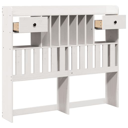 Cabeceira - Cabeceira de cama com arrumação 135 cm madeira de pinho maciça branco