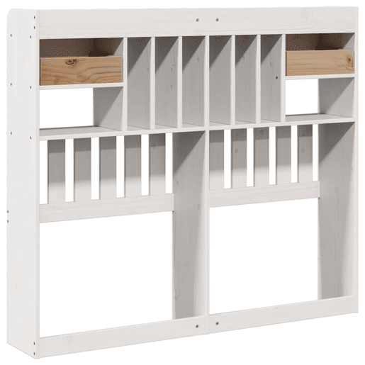 Cabeceira - Cabeceira de cama com arrumação 135 cm madeira de pinho maciça branco