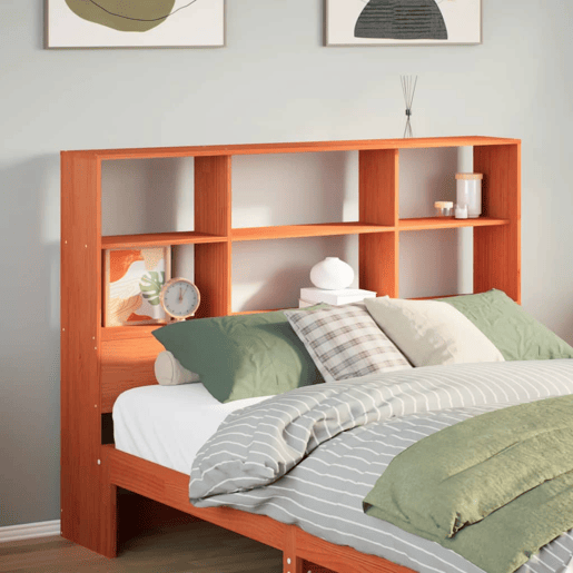 Cabeceira - Cabeceira de cama com arrumação 140 cm pinho maciço castanho-mel