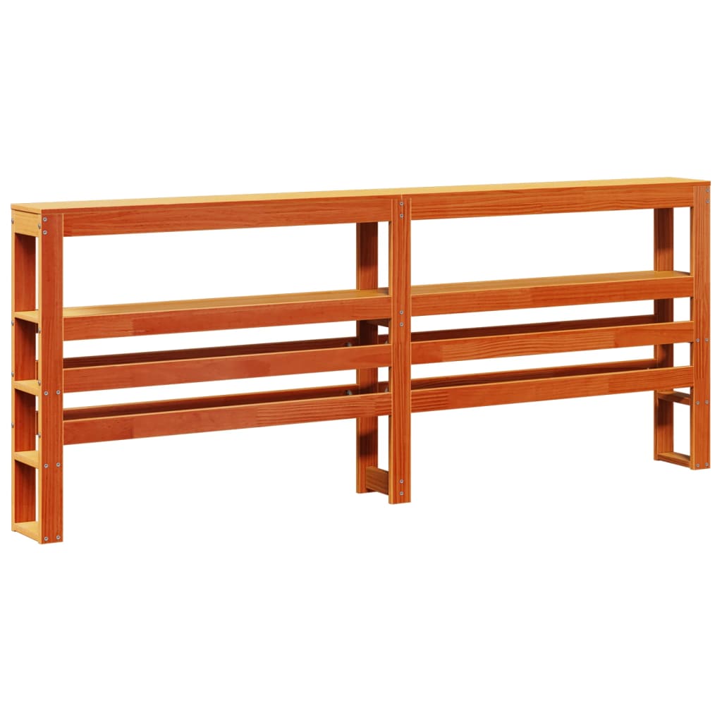 Cabecero cama - mueble cabecero con estantes madera maciza pino marrón 180 cm