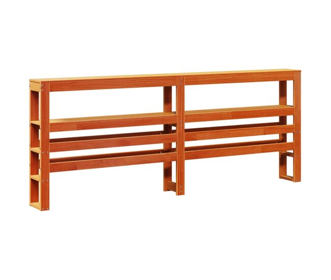 Cabecero cama - mueble cabecero con estantes madera maciza pino marrón 180 cm