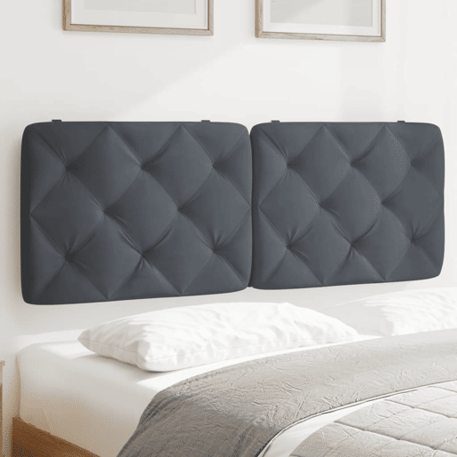 Almofadão de Cabeceira - Cabeceira de cama 140 cm veludo cinzento-escuro