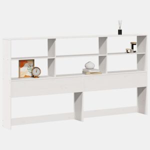 Cabeceira - Cabeceira de cama com arrumação 180 cm madeira de pinho maciça branco