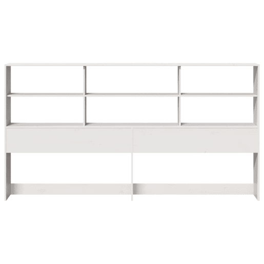 Cabeceira - Cabeceira de cama com arrumação 180 cm madeira de pinho maciça branco