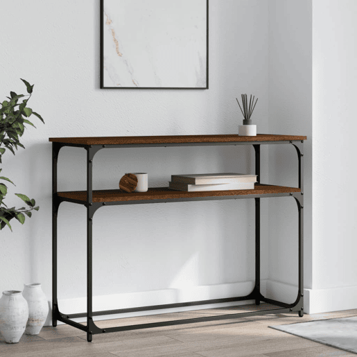 Mesa Consola - Mesa De Entrada 100x35,5x75 cm derivados madeira carvalho castanho