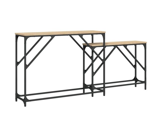 2 pzas mesas de consola apilables - mesas de entrada madera ingeniería roble sonoma
