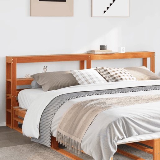 Cabeceira - Cabeceira de cama com prateleiras 200 cm pinho maciço castanho-mel Cabeceira - Cabeceira de cama com prateleiras 200 cm pinho maciço castanho-mel