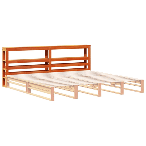 Cabeceira - Cabeceira de cama com prateleiras 200 cm pinho maciço castanho-mel Cabeceira - Cabeceira de cama com prateleiras 200 cm pinho maciço castanho-mel