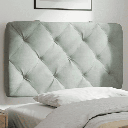 Almofadão de Cabeceira - Cabeceira de cama 90 cm veludo cinzento-claro
