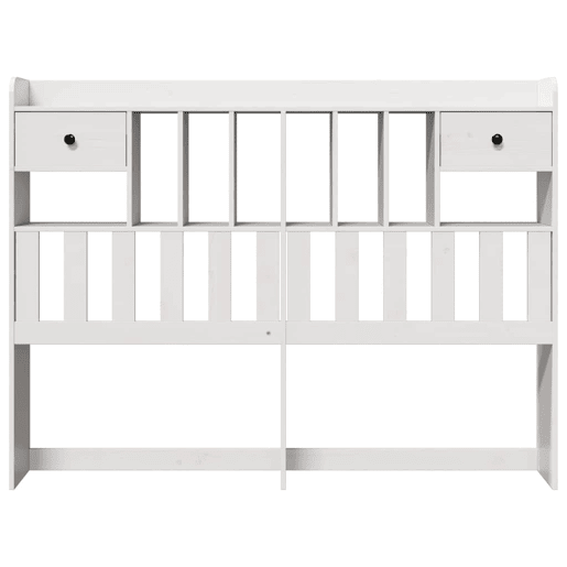 Cabeceira - Cabeceira de cama com arrumação 140 cm madeira de pinho maciça branco