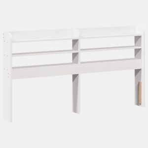 Cabeceira - Cabeceira de cama com prateleiras 135 cm madeira de pinho maciça branco