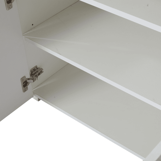 Mesa auxiliar 140x40x70cm - Aparador brilhante com luzes LED, 3 compartimentos, vidro temperado - Branco