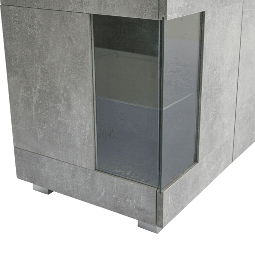 Mesa auxiliar 140x40x70cm - Aparador de alto brilho com luz LED, 3 compartimentos, vidro temperado - Cinza cimento