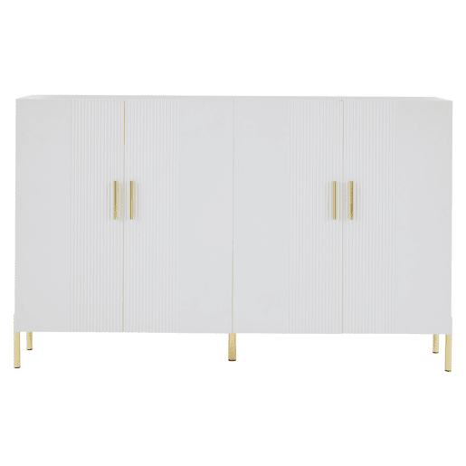 Armário de arrumação multifuncional moderno 160x35x100 - 4 portas abertas e fechadas - branco Armário de arrumação multifuncional moderno 160x35x100 - 4 portas abertas e fechadas - branco