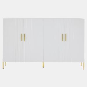 Armário de arrumação multifuncional moderno 160x35x100 - 4 portas abertas e fechadas - branco