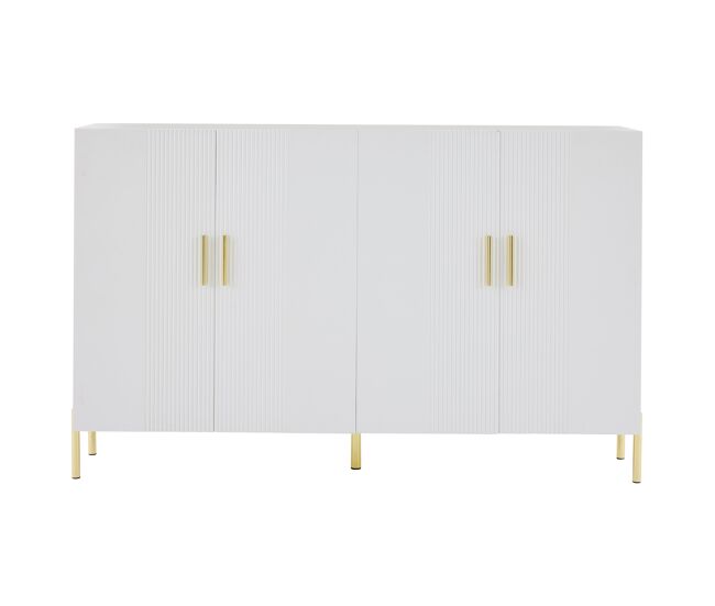 Armario de almacenamiento multifuncional moderno 160x35x100 - 4 puertas abiertas y cerradas - blanco