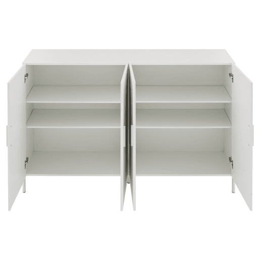 Armário de arrumação multifuncional moderno 160x35x100 - 4 portas abertas e fechadas - branco Armário de arrumação multifuncional moderno 160x35x100 - 4 portas abertas e fechadas - branco