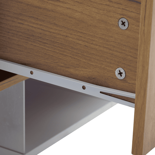 Móvel de TV de 3 níveis para TVs até 70 - Centro de entretenimento moderno com prateleiras de vidro e 2 gavetas - Madeira natural de carvalho + branco antigo