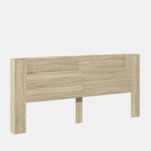Armário Cabeceira - Cabeceira de cama c luzes LED 220x16,5x103,5cm carvalho sonoma