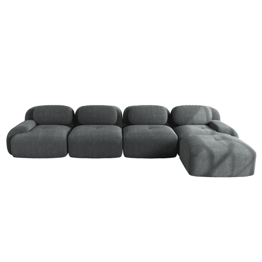Sofá de canto de 4 lugares - 32D acolchoado de alta elasticidade, antiderrapante, com chaise longue, apoios de braços extra largos, combinável - Cinza