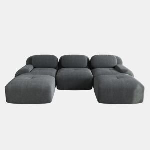 Sofá modular em U - sem montagem, antiderrapante, adequado para animais de estimação, com braços extra largos, estofamento elástico 32D - Cinza