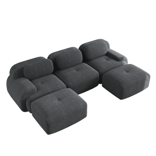 Sofá modular em U - sem montagem, antiderrapante, adequado para animais de estimação, com braços extra largos, estofamento elástico 32D - Cinza
