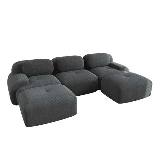 Sofá modular em U - sem montagem, antiderrapante, adequado para animais de estimação, com braços extra largos, estofamento elástico 32D - Cinza