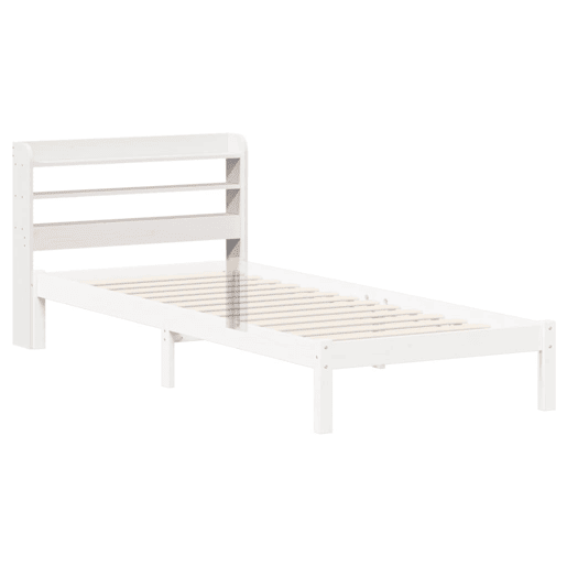 Cabeceira - Cabeceira de cama com prateleiras 100 cm madeira de pinho maciça branco